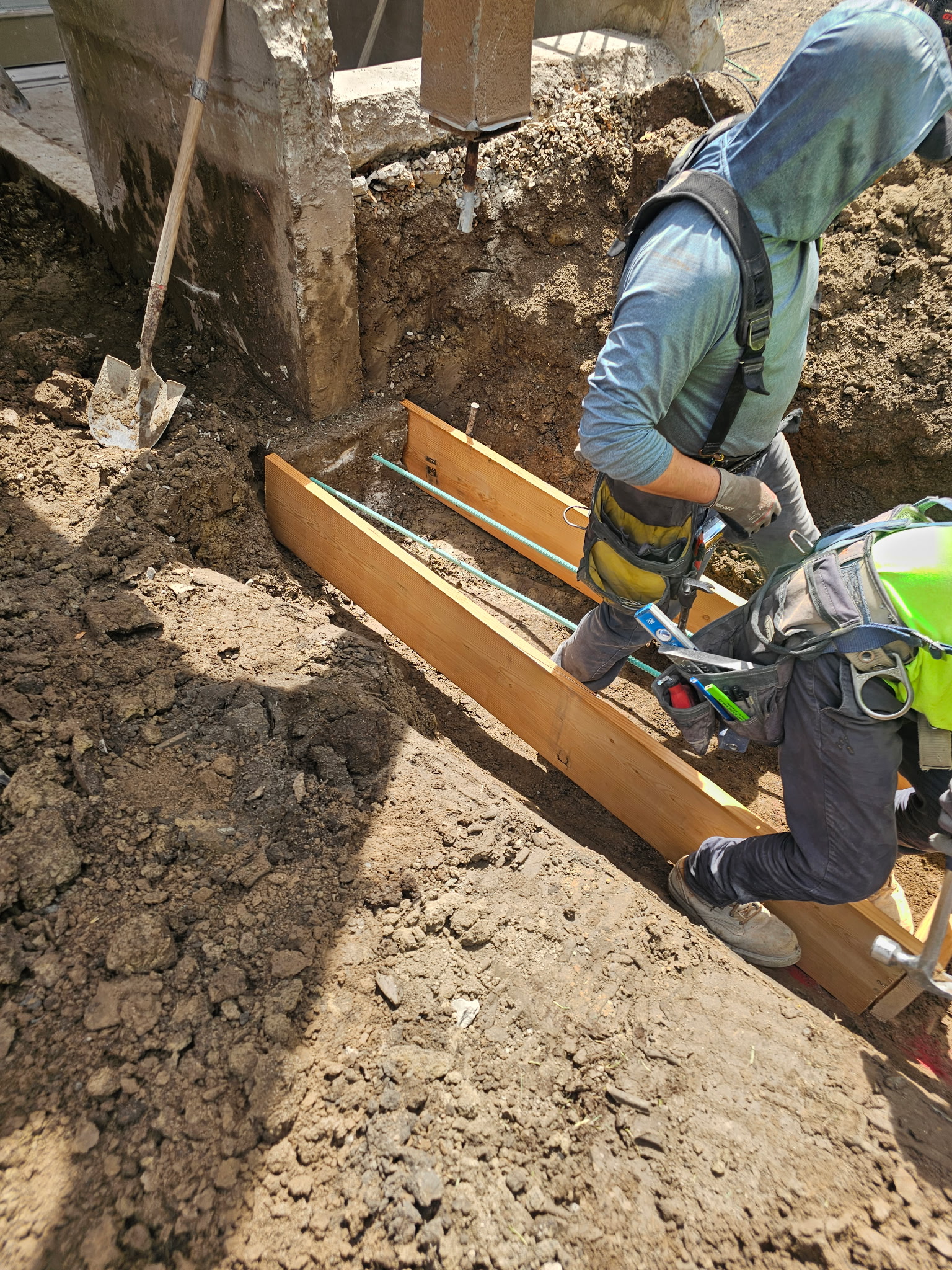 Concrete footing wood forms with rebar in Utah